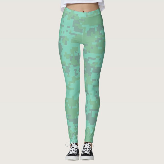 Minty Digital Camo Pattern Leggings (Front)