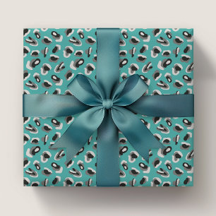 Minty Green Animal Leopard Print Pattern Wrapping Paper Sheet