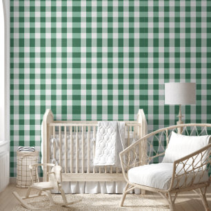 Minty Green Gingham Chequered Plaid Print Wallpaper