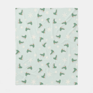 minty green ice skates fleece blanket