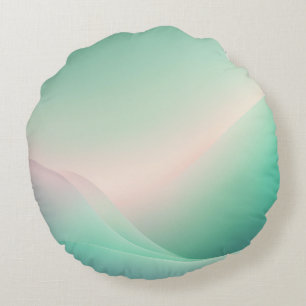 Minty Green Rose AI art Round Cushion