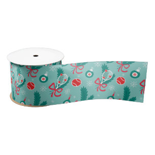 Minty green Tennis Christmas Satin Ribbon