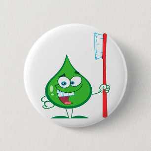 Minty Green Toothpaste Character toothbrush 6 Cm Round Badge