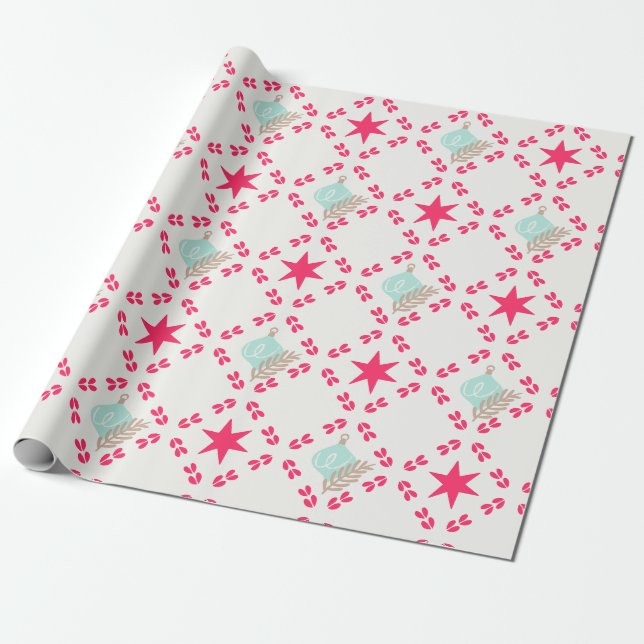 Minty Starry Night Wrapping Paper (Unrolled)
