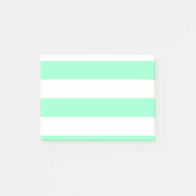 Minty Striped Post Its Post-it Notes (Front)