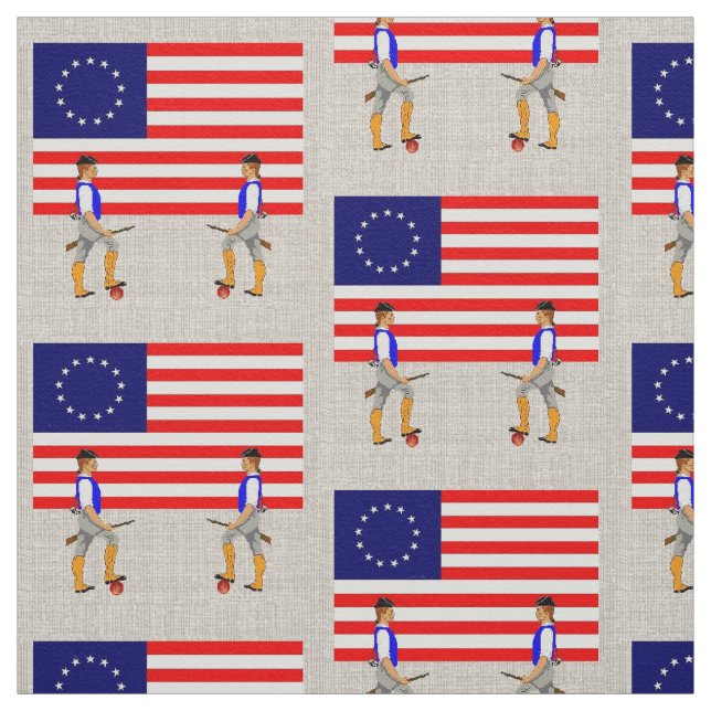 Minute Men and Betsy Ross Flag Fabric (Swatch)
