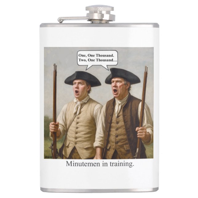 Minutemen in training. hip flask (Front)