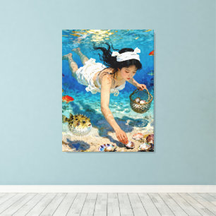 "Mio’s Descent" – An Ocean Portrait         Canvas Print