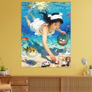 "Mio’s Descent" – An Ocean Portrait         Canvas Print