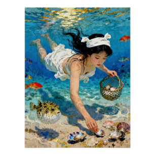 "Mio’s Descent" – An Ocean Portrait Poster