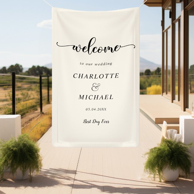 Miodern, Minimal, Beige, Wedding Welcome Banner (Creator Uploaded)