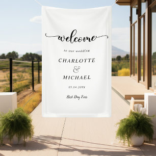 Miodern, Minimal, White, Wedding Welcome Banner