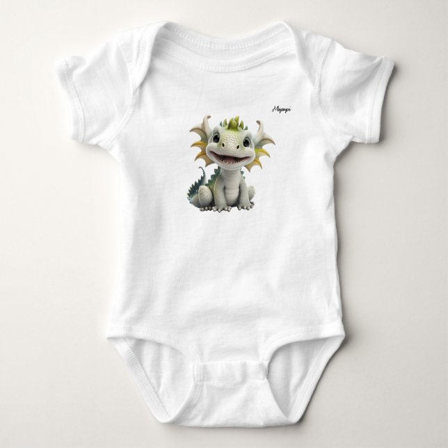 Mipupi White Dragon Baby Bodysuit (Front)