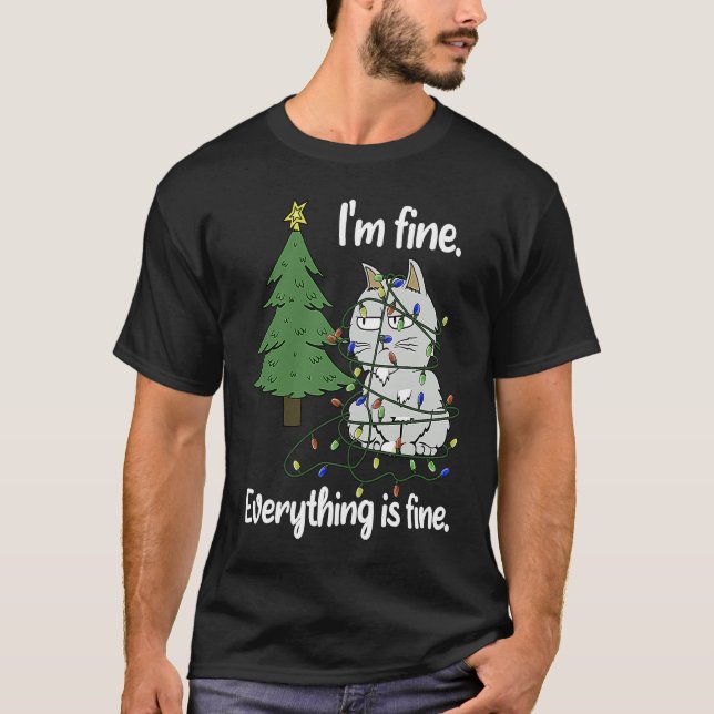 Mir Geht Es Gut Tangled Cat In Christmas Fairy Lig T-Shirt (Front)