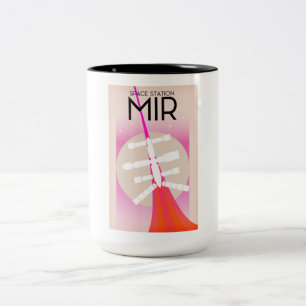 MIR Russian Space Station poster Two-Tone Coffee Mug