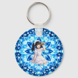 Mirabella in Frost Light - Ice Blue Kaleidoscope Key Ring