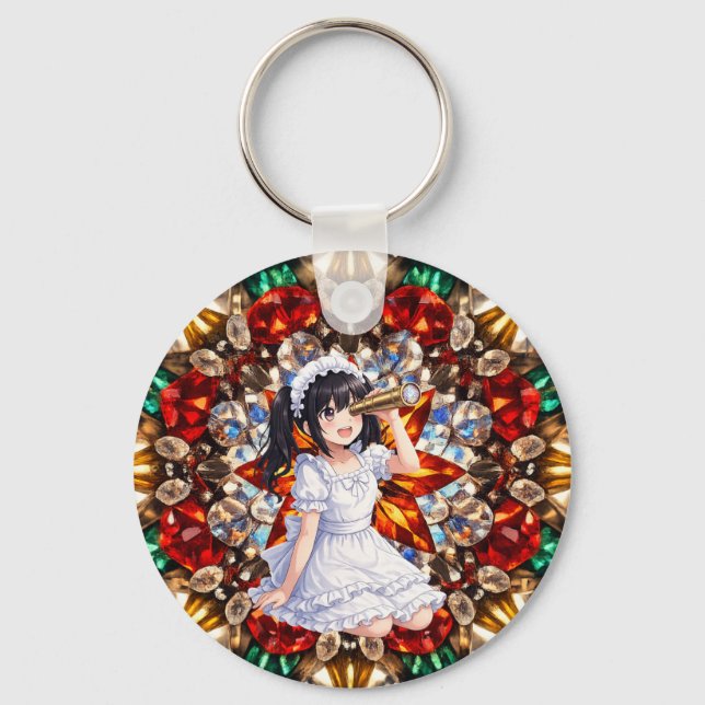 Mirabella in Gem Kaleidoscope - Sparkling Mandala Key Ring (Front)