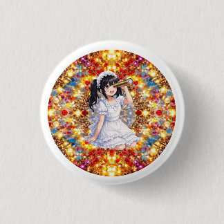 Mirabella in Golden Glow – Kaleidoscope Mandala 3 Cm Round Badge