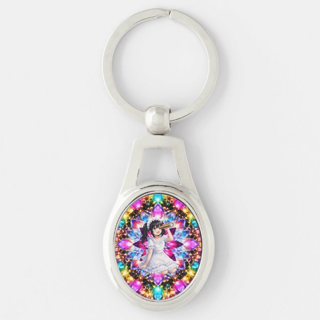 Mirabella in Kaleidoscope – Sparkling Mandala Key Ring (Front)