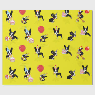 Mirabelle, boston terrier birthday wrapping paper
