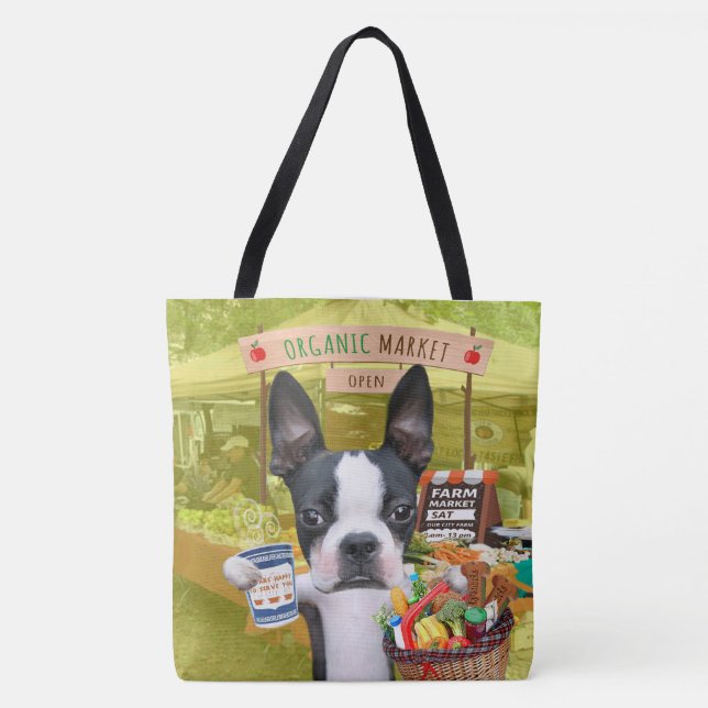 Mirabelle, the boston terrier farmer's market tote (Front)