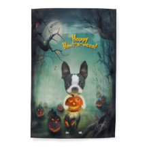 Mirabelle, the boston terrier Happy Halloween Flag