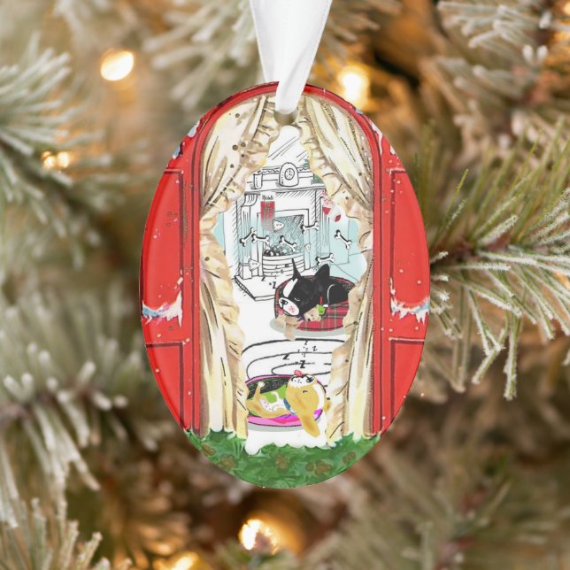 Mirabelle the boston terrier holiday ornament  (Tree)