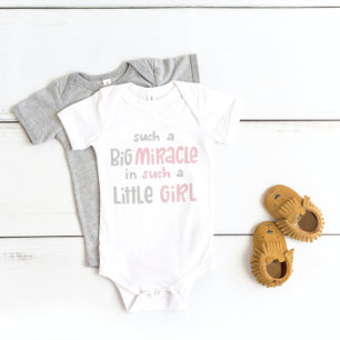 "Miracle Baby" Little Girl One Piece Pink Baby Bodysuit