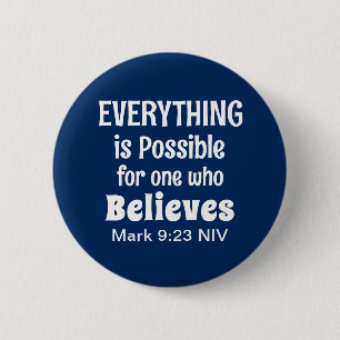 Miracle Bible Verse Christian Faith Navy Blue 6 Cm Round Badge