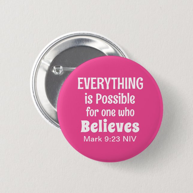 Miracle Bible Verse Christian Faith Pink 6 Cm Round Badge (Front & Back)
