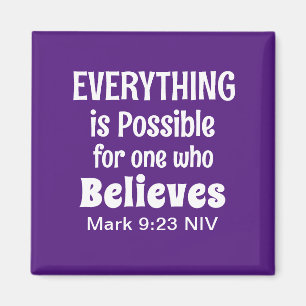 Miracle Bible Verse Christian Faith Purple Magnet