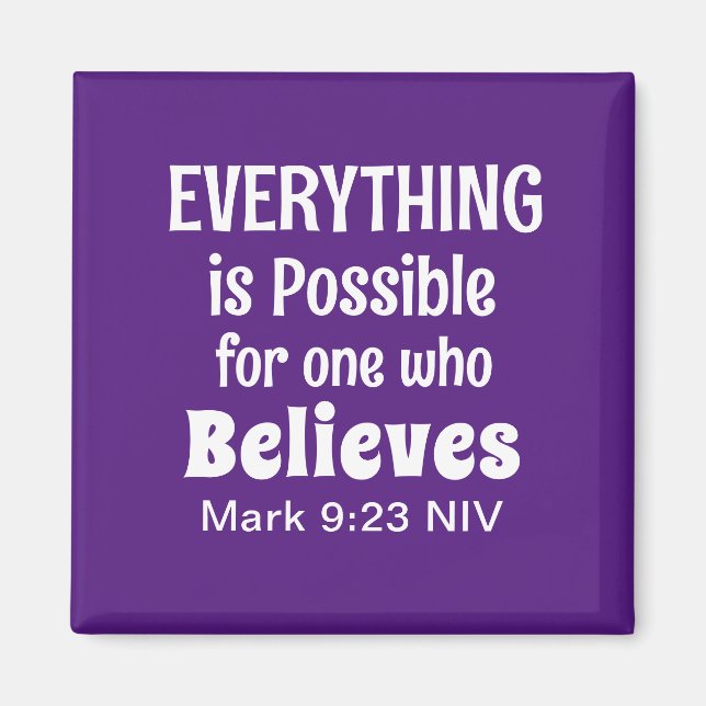 Miracle Bible Verse Christian Faith Purple Magnet (Front)