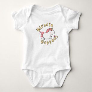 Miracle happens cute unicorn design for babies baby bodysuit