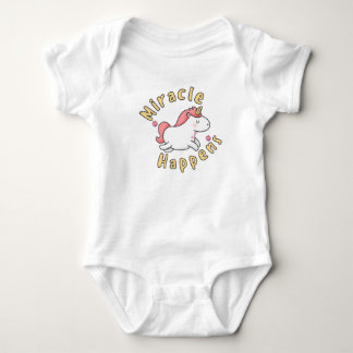 Miracle happens cute unicorn design for babies  baby bodysuit
