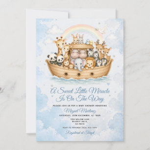 Miracle Is On The Way Noah's Ark Baby Shower Invitation