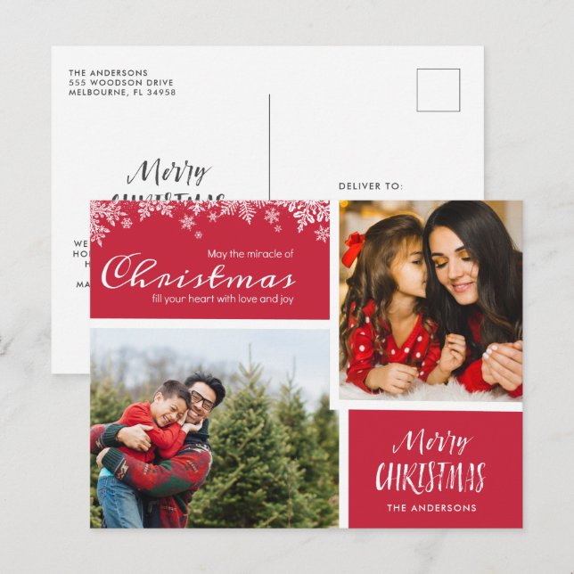 Miracle of Christmas Family Photo Budget Holiday Postcard (Front/Back)