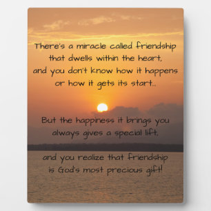 Miracle of friendship Customisable Poem Plaque