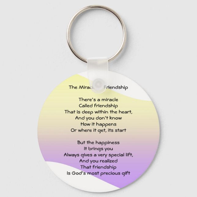 Miracle of Friendship Poem Keychain (Front)