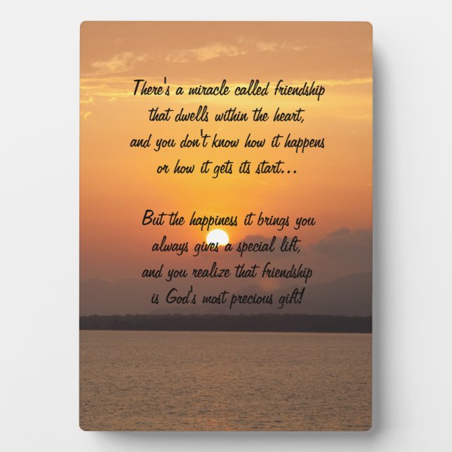 Miracle of friendship Poem Plaque (Front)