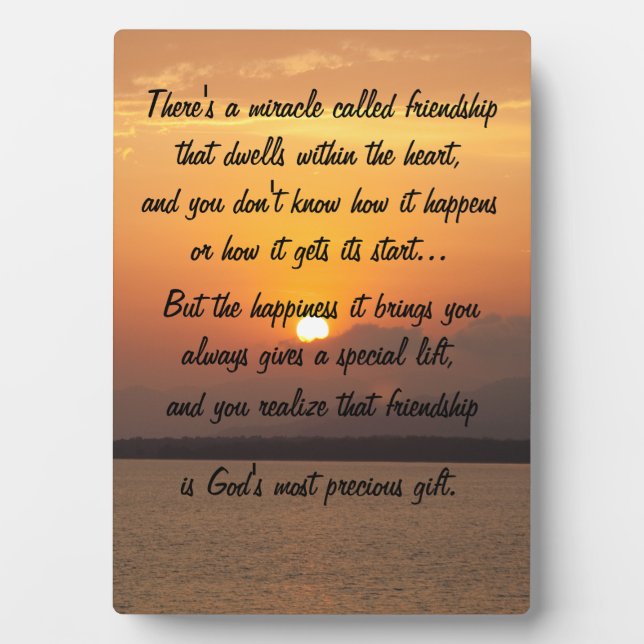 Miracle of friendship Poem Plaque (Front)