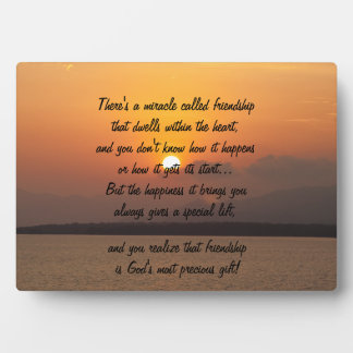 Miracle of friendship Poem Plaque