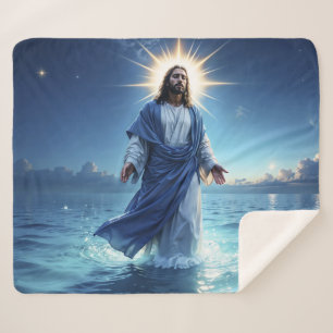 Miracle of Jesus Christ ocean spiritual peace  Sherpa Blanket