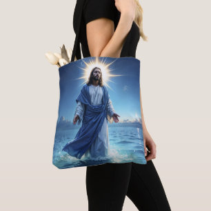 Miracle of Jesus Christ ocean spiritual peace Tote Bag