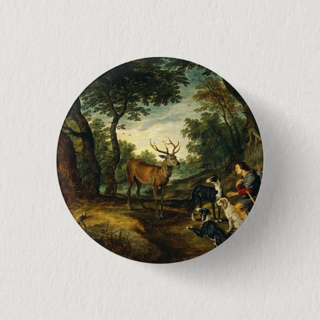 Miracle of Saint Hubert by Peter Paul Rubens  3 Cm Round Badge (Front)