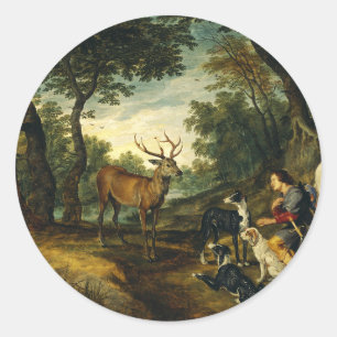 Miracle of Saint Hubert by Peter Paul Rubens  Classic Round Sticker