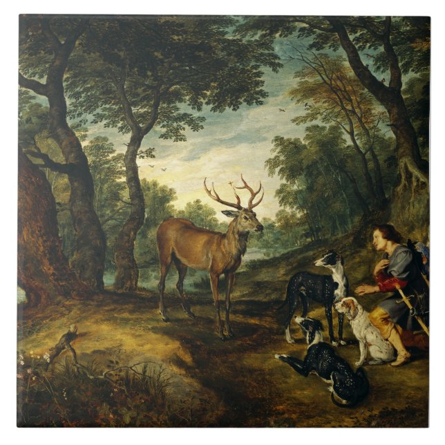 Miracle of Saint Hubert by Peter Paul Rubens  Tile (Front)