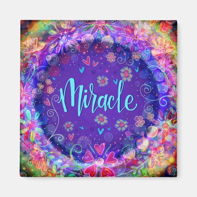 Miracle Pretty Purple Floral Modern Inspirivity Magnet (Front)