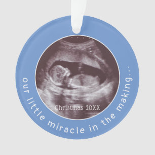 Miracle Ultrasound 2 Photo Baby Boy Blue Ornament