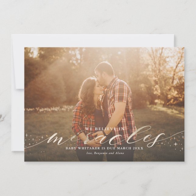 Miracles Faux Gold Foil Pregnancy Announcement (Front)