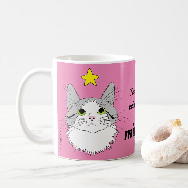 Miracles Gizmo Ragdoll Cat Inspirational Pink Coffee Mug (With Donut)